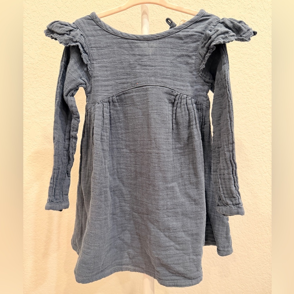 Adorable Long Sleeve Blue Kids Dress